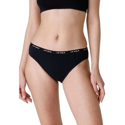 Lovable menstruatiecyclus gemiddelde doorstroming slips dames slip, zwart + logo, XS Lovable menstruatiecyclus gemiddelde doorstroming slips dames slip, zwart + logo, XS