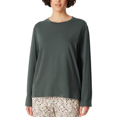 Schiesser Dames slaapshirt lange mouwen katoenmix Relax pyjama bovendeel, donkergroen 182103, 38 Schiesser Dames slaapshirt lange mouwen katoenmix Relax pyjama bovendeel, donkergroen 182103, 38