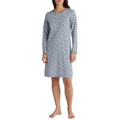 CALIDA Favourites Nachthemd met lange mouwen voor dames, van katoen, onderhoudsvriendelijk, decoratieve split aan de zoom, lengte 100 cm, Peacoat Blue., 52-54 CALIDA Favourites Nachthemd met lange mouwen voor dames, van katoen, onderhoudsvriendelijk, decoratieve split aan de zoom, lengte 100 cm, Peacoat Blue., 52-54