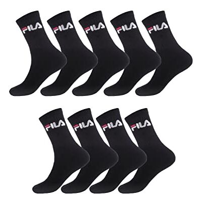 FILA Sokken Heren en Dames 43-46, Katoen Set van 9, Zwart Uniseks, Volwassenen, Hoge Sokken, Ideaal voor sportsneakers, Tussenseizoen/Winter, Dik, Stretch, 9 Paar FILA Sokken Heren en Dames 43-46, Katoen Set van 9, Zwart Uniseks, Volwassenen, Hoge Sokken, Ideaal voor sportsneakers, Tussenseizoen/Winter, Dik, Stretch, 9 Paar