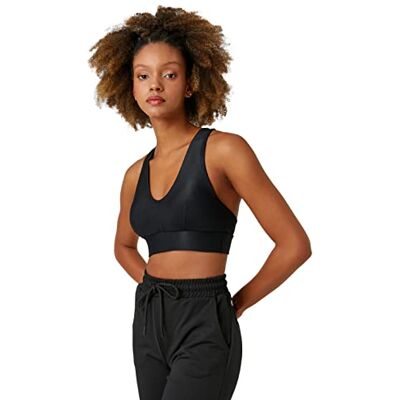 Koton Vrouwen Ribbed Sports Bra Cross Strappy, zwart (999), XS Koton Vrouwen Ribbed Sports Bra Cross Strappy, zwart (999), XS