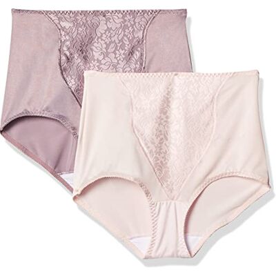 Bali Women's Shapewear Double Support® Coordinate Brief with Lace Tummy Panel Light Control 2-Pack, Pink Bliss/Warm Steel, Large Bali Women's Shapewear Double Support® Coordinate Brief with Lace Tummy Panel Light Control 2-Pack, Pink Bliss/Warm Steel, Large