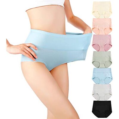 cauniss Katoenen slipje hoge taille C-sectie herstel postpartum zacht volledige dekking ondergoed voor vrouwen (7 stuks), Meerkleurig, XL cauniss Katoenen slipje hoge taille C-sectie herstel postpartum zacht volledige dekking ondergoed voor vrouwen (7 stuks), Meerkleurig, XL