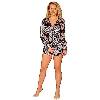 Kalimo Pyjama Raja Romantische tweedelige damespyjama Nachtkleding Kleur: Poeder Maat: 2XL Materiaal: satijn, zwart, XXL Kalimo Pyjama Raja Romantische tweedelige damespyjama Nachtkleding Kleur: Poeder Maat: 2XL Materiaal: satijn, zwart, XXL