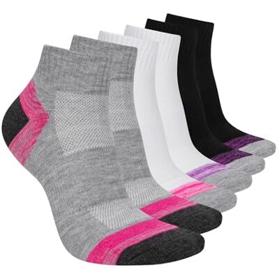 Skechers Dames 6 Pack Quarter Crew Socks, medium grijs, 9-11 Skechers Dames 6 Pack Quarter Crew Socks, medium grijs, 9-11
