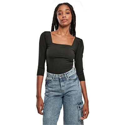 Urban Classics Ladies Gerecycled bodysuit met 3/4 mouwen, 3/4 stuks, stretch jersey voor vrouwen, slim fit, verkrijgbaar in zwart, maten XS-5XL, zwart, XL Urban Classics Ladies Gerecycled bodysuit met 3/4 mouwen, 3/4 stuks, stretch jersey voor vrouwen, slim fit, verkrijgbaar in zwart, maten XS-5XL, zwart, XL