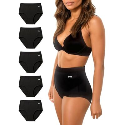 Bea 5pk Super Hoge Taille Ondergoed Zwart, Zwart, M Bea 5pk Super Hoge Taille Ondergoed Zwart, Zwart, M