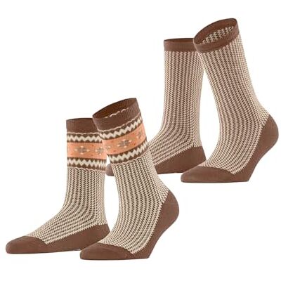 ESPRIT Dames Sokken Scandi Multipack W So katoen wol gedessineerd 2 paar, Bruin Rosewood 5225, 35-38 ESPRIT Dames Sokken Scandi Multipack W So katoen wol gedessineerd 2 paar, Bruin Rosewood 5225, 35-38