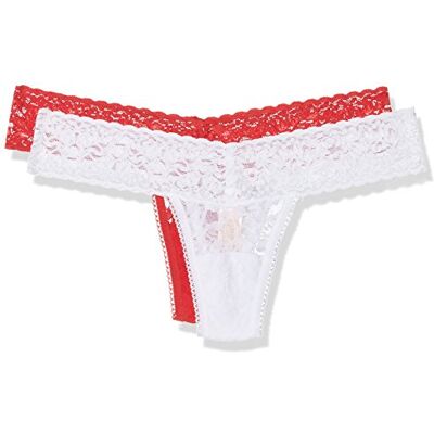 Sylvie Flirty Lingerie AKI String voor dames (Pack van 2), Rood/Wit, one size Sylvie Flirty Lingerie AKI String voor dames (Pack van 2), Rood/Wit, one size