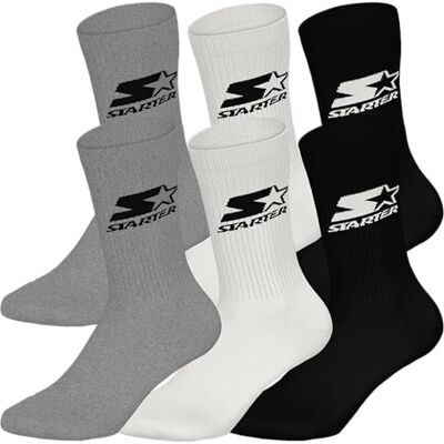 STARTER 6 pack Crew Socks Grey/White/Black 35/38 STARTER 6 pack Crew Socks Grey/White/Black 35/38