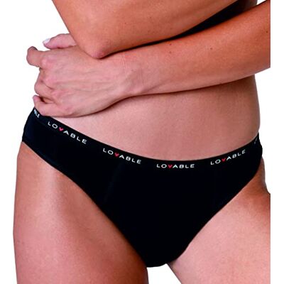 Lovable menstruatiecyclus, gemiddelde stroming, menstruatieslips, bi-pack slip (verpakking van 2 stuks) voor dames, Zwart, XL Lovable menstruatiecyclus, gemiddelde stroming, menstruatieslips, bi-pack slip (verpakking van 2 stuks) voor dames, Zwart, XL
