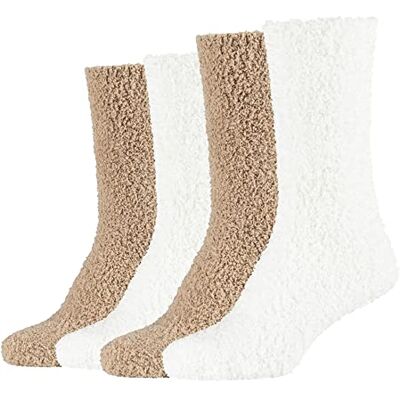 Camano Damessokken, behaaglijke knuffelsokken, wollig, warm, lange pluizige sokken voor winter, pluche sokken, set van 4 stuks, taupe, 35-38 EU Camano Damessokken, behaaglijke knuffelsokken, wollig, warm, lange pluizige sokken voor winter, pluche sokken, set van 4 stuks, taupe, 35-38 EU