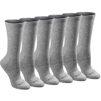 Dickies Dri-Tech Moisture Control Crew Socks Multipack damessokken, 12 stuks, grijs (6 paar), 9-13 años Dickies Dri-Tech Moisture Control Crew Socks Multipack damessokken, 12 stuks, grijs (6 paar), 9-13 años
