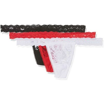 Sylvie Flirty Lingerie Dames Abby String (verpakking van 3), rood/zwart/wit, Eén Maat grote maten Sylvie Flirty Lingerie Dames Abby String (verpakking van 3), rood/zwart/wit, Eén Maat grote maten