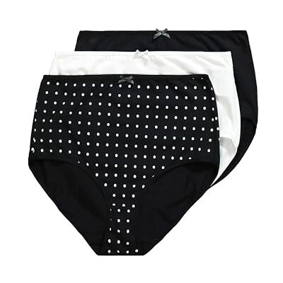 Ulla Popken , dames, grote maten, 3-delig, maxi-slips, stippen, zwart, 42/44 Ulla Popken , dames, grote maten, 3-delig, maxi-slips, stippen, zwart, 42/44