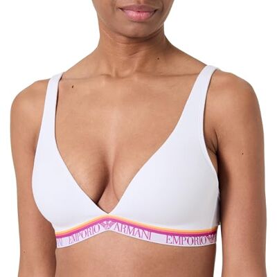 Giorgio Armani Vrouw Logo Band Gewatteerde Driehoek BH Wit L, Wit, L Giorgio Armani Vrouw Logo Band Gewatteerde Driehoek BH Wit L, Wit, L