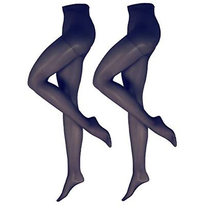Nur Die 2-pack fit in vorm 40 DEN sterke ondersteunende werking semi-ondoorzichtige fijne panty zijdeachtig matte look ontlast de benen comfortabele tailleband dames, marineblauw, L Nur Die 2-pack fit in vorm 40 DEN sterke ondersteunende werking semi-ondoorzichtige fijne panty zijdeachtig matte look ontlast de benen comfortabele tailleband dames, marineblauw, L