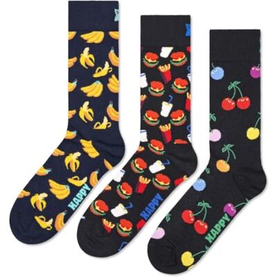Happy Socks 3-Pack Classic Banana Katoen Sokken Unisex Marineblauw 41-46 Happy Socks 3-Pack Classic Banana Katoen Sokken Unisex Marineblauw 41-46