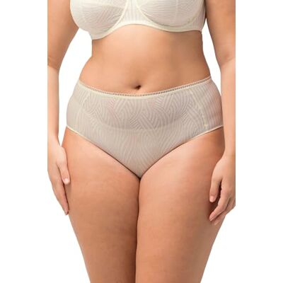 Ulla Popken Dames midi-brief, Lace and Rib Slip, geel, 58/60 Ulla Popken Dames midi-brief, Lace and Rib Slip, geel, 58/60