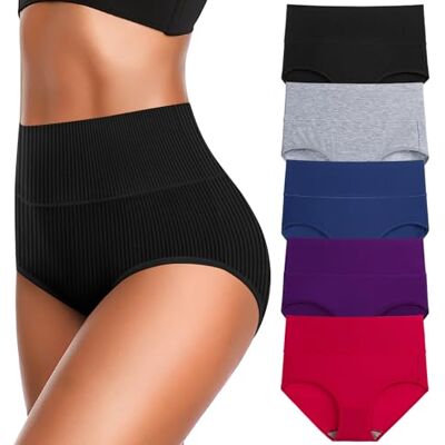 JojoQueen Katoenen ondergoed met hoge taille voor dames, super rekbaar slipje met volledige dekking, blauw, 5-pack, één maat past iedereen, Donker 5 stuks, 3XL-4XL JojoQueen Katoenen ondergoed met hoge taille voor dames, super rekbaar slipje met volledige dekking, blauw, 5-pack, één maat past iedereen, Donker 5 stuks, 3XL-4XL