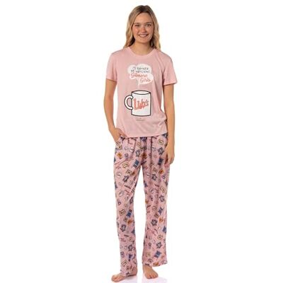 INTIMO Gilmore Girls Women's I'd Rather Be Watching Luke's Diner koffiemok tv-show gegooid pictogram slaap pyjama set, roze, L INTIMO Gilmore Girls Women's I'd Rather Be Watching Luke's Diner koffiemok tv-show gegooid pictogram slaap pyjama set, roze, L