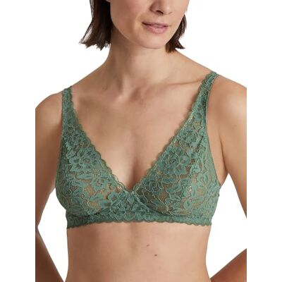CALIDA Natural Comfort kanten beha voor dames, verstelbare bandjes, zonder cup, strijkloos, Laurel Green, 85A CALIDA Natural Comfort kanten beha voor dames, verstelbare bandjes, zonder cup, strijkloos, Laurel Green, 85A