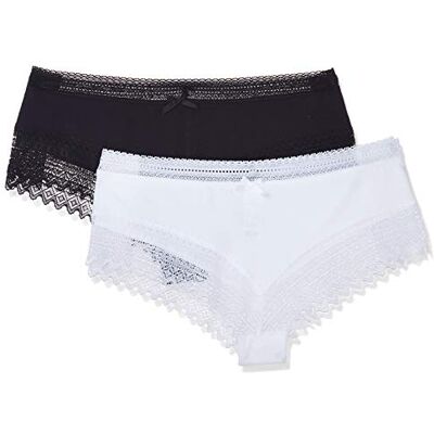 DIM Sexy damesboxer, modieus, kant, 2 stuks, Zwart/Wit, 42-44 DIM Sexy damesboxer, modieus, kant, 2 stuks, Zwart/Wit, 42-44