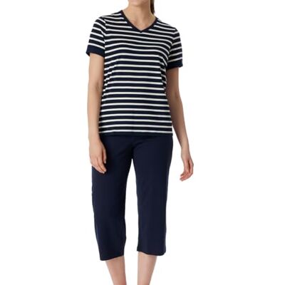 Schiesser Damen Schlafanzug kurz Set 3/4 lange Hose kurzarm Oberteil weiche Baumwolle Nightwear Schiesser Damen Schlafanzug kurz Set 3/4 lange Hose kurzarm Oberteil weiche Baumwolle Nightwear