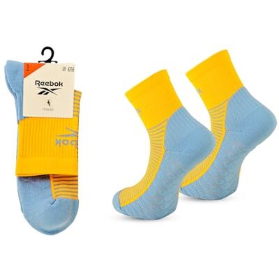 Reebok Technische fitnesssokken, uniseks, ademend, hoge prestaties, voor sportsessies, fitnessstudio, training, wasbaar, 1 paar, maat 43-45, geel/blauw, geel/blauw, 43-45 Reebok Technische fitnesssokken, uniseks, ademend, hoge prestaties, voor sportsessies, fitnessstudio, training, wasbaar, 1 paar, maat 43-45, geel/blauw, geel/blauw, 43-45