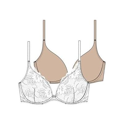 DORINA Push-up plunge beha voor dames, verpakking van 2 stuks, Wit en Beige, 75D DORINA Push-up plunge beha voor dames, verpakking van 2 stuks, Wit en Beige, 75D
