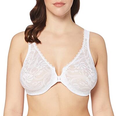 Glamorise Vrouwen Plus Size Wonderwire Kant Front-Sluiting Onderdraad #9245, Wit, 110E Glamorise Vrouwen Plus Size Wonderwire Kant Front-Sluiting Onderdraad #9245, Wit, 110E