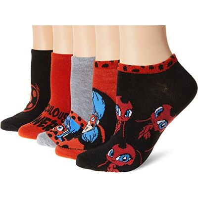 Miraculous Tales of Ladybug & Cat Noir 5-pack No Show damessokken, rood, 9-11, Rood, 9-11 Miraculous Tales of Ladybug & Cat Noir 5-pack No Show damessokken, rood, 9-11, Rood, 9-11