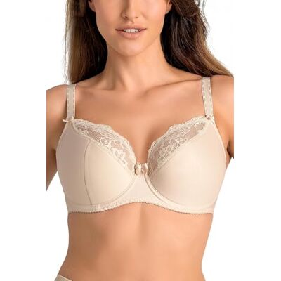 Teyli Half-voorgevormde Beugel-BH voor Dames, Ondersteunende Semi-Soft BH met Hoge Zijkanten en Verstelbare Bandjes Beige 75E Teyli Half-voorgevormde Beugel-BH voor Dames, Ondersteunende Semi-Soft BH met Hoge Zijkanten en Verstelbare Bandjes Beige 75E