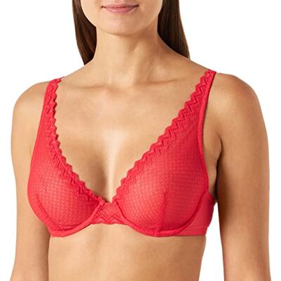 Billet Doux Klassieke beha met beugels voor dames, rood hibiscus, 85C Billet Doux Klassieke beha met beugels voor dames, rood hibiscus, 85C