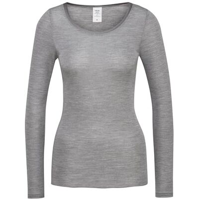 CALIDA True Confidence shirt met lange mouwen voor dames, van wolzijde, fijne rib, temperatuurregulerend en geurneutraliserend, Platina Melé_, 48-50 CALIDA True Confidence shirt met lange mouwen voor dames, van wolzijde, fijne rib, temperatuurregulerend en geurneutraliserend, Platina Melé_, 48-50