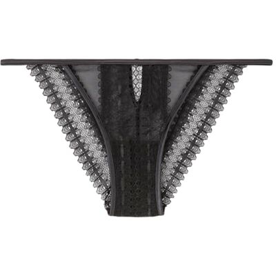 women'secret Damesslip van kant, zwarte strepen, brief, standaard zwart, L women'secret Damesslip van kant, zwarte strepen, brief, standaard zwart, L
