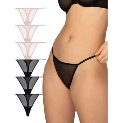 Smart & Sexy Dames string van mesh tanga, schors/zwarte kleur, XXL (6 stuks), schors/zwarte kleur, XXL Smart & Sexy Dames string van mesh tanga, schors/zwarte kleur, XXL (6 stuks), schors/zwarte kleur, XXL