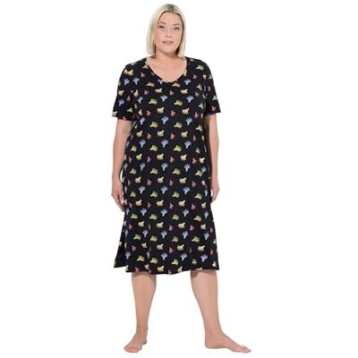 Ulla Popken Dames, Tassels, Long Nightgown, zwart, 42 Ulla Popken Dames, Tassels, Long Nightgown, zwart, 42