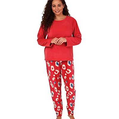 Indigo Sky Gemma Cosy fleece pyjama met manchetten voor dames, Kira Animal Spice Rood, 40-42 Indigo Sky Gemma Cosy fleece pyjama met manchetten voor dames, Kira Animal Spice Rood, 40-42