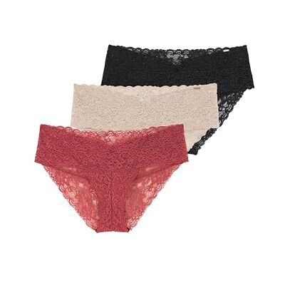DORINA LANA-D-3PP Damesslip van kant, 3 stuks, matige deken, dagelijks comfort, koraal, beige, zwart, koraal/beige/zwart, 3XL DORINA LANA-D-3PP Damesslip van kant, 3 stuks, matige deken, dagelijks comfort, koraal, beige, zwart, koraal/beige/zwart, 3XL