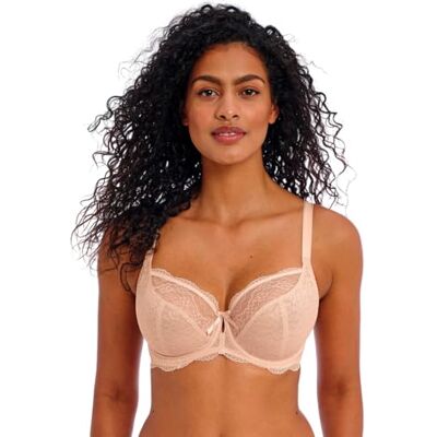 FREYA Vrouwen Fancies Plunge Lace Onderdraad BH met Gated Low Back, Natuurlijke Beige, 80D FREYA Vrouwen Fancies Plunge Lace Onderdraad BH met Gated Low Back, Natuurlijke Beige, 80D