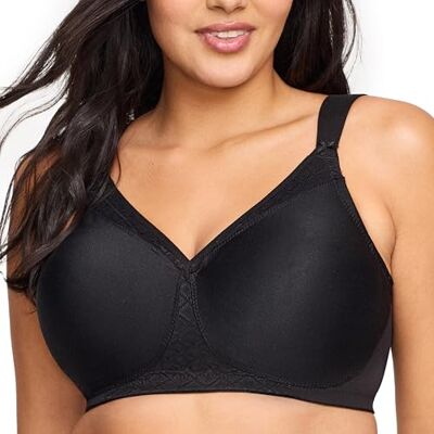 Glamorise Dames schouderzachte T-shirt-beha Full Coverage beha, zwart, 90D Glamorise Dames schouderzachte T-shirt-beha Full Coverage beha, zwart, 90D