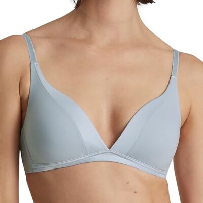 CALIDA Cate Triangel-zachte beha met schelp voor dames, verstelbare bandjes, met satijnen rand, strijkloos, Arctic Ice, 75C CALIDA Cate Triangel-zachte beha met schelp voor dames, verstelbare bandjes, met satijnen rand, strijkloos, Arctic Ice, 75C
