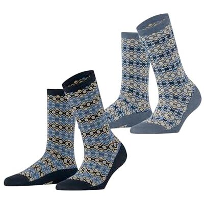 ESPRIT Dames Sokken Scandinavian Multipack W So katoen gedessineerd 2 paar, Blauw Marine 0040, 39-42 ESPRIT Dames Sokken Scandinavian Multipack W So katoen gedessineerd 2 paar, Blauw Marine 0040, 39-42