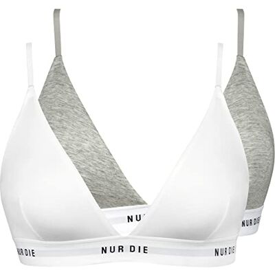 Nur Die Zachte beha, set van 2, sportief, zonder beugel, gevoerde braadpan dames, grijs/wit, 40/42 NL Nur Die Zachte beha, set van 2, sportief, zonder beugel, gevoerde braadpan dames, grijs/wit, 40/42 NL