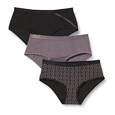 DIM Les Pockets Boxershorts, katoen, kleuren en motieven voor dames, 3 stuks, Zwart logo, 34-36 DIM Les Pockets Boxershorts, katoen, kleuren en motieven voor dames, 3 stuks, Zwart logo, 34-36