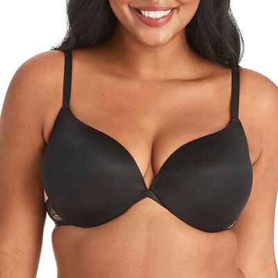 Maidenform Vrouwen Love to Lift-Fishnet Plunge Push Up Everyday BH, Zwarte W/Body Beige Voering, 80B Maidenform Vrouwen Love to Lift-Fishnet Plunge Push Up Everyday BH, Zwarte W/Body Beige Voering, 80B