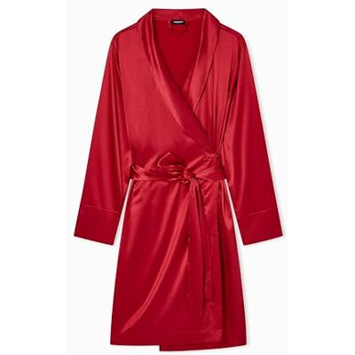 Giorgio Armani Satijnen kanten ochtendjas voor dames, Rood, S Giorgio Armani Satijnen kanten ochtendjas voor dames, Rood, S