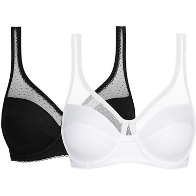 DIM Damesbeha met beugels, royaal biologisch katoen, comfortabel, 2 stuks DIM Damesbeha met beugels, royaal biologisch katoen, comfortabel, 2 stuks