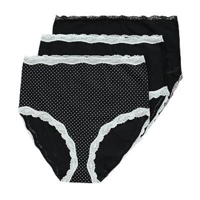 Ulla Popken , dames, grote maten, 3 stuks, maxi-brief, kant en stippen, zwart, 58/60 Ulla Popken , dames, grote maten, 3 stuks, maxi-brief, kant en stippen, zwart, 58/60